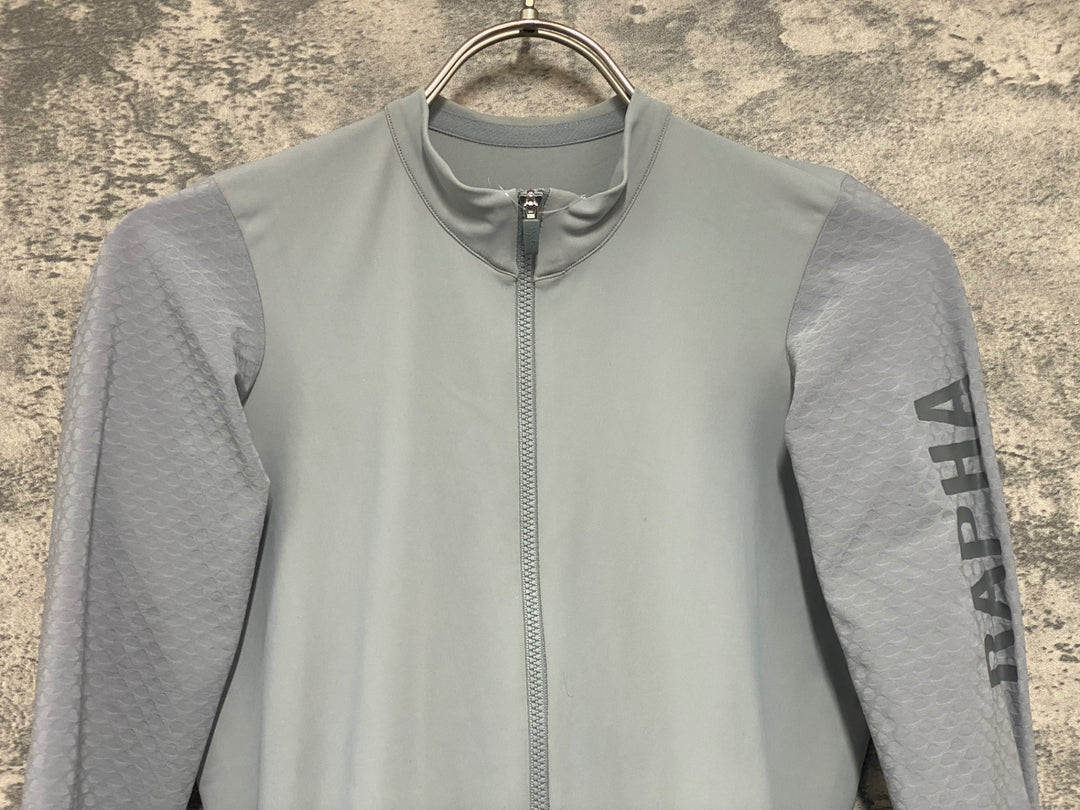 JX034 ラファ Rapha PRO TEAM LS AERO JERSEY 長袖 サイクルジャージ グレー 黄ばみ XS スレ 汚れ