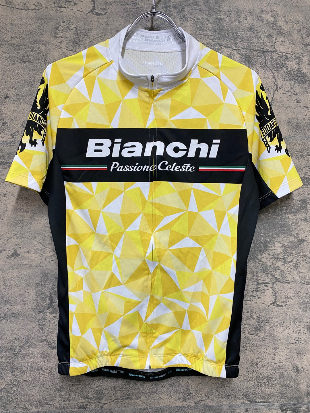 KD327 ビアンキ BIANCHI 半袖 サイクルジャージ 白 黄 L