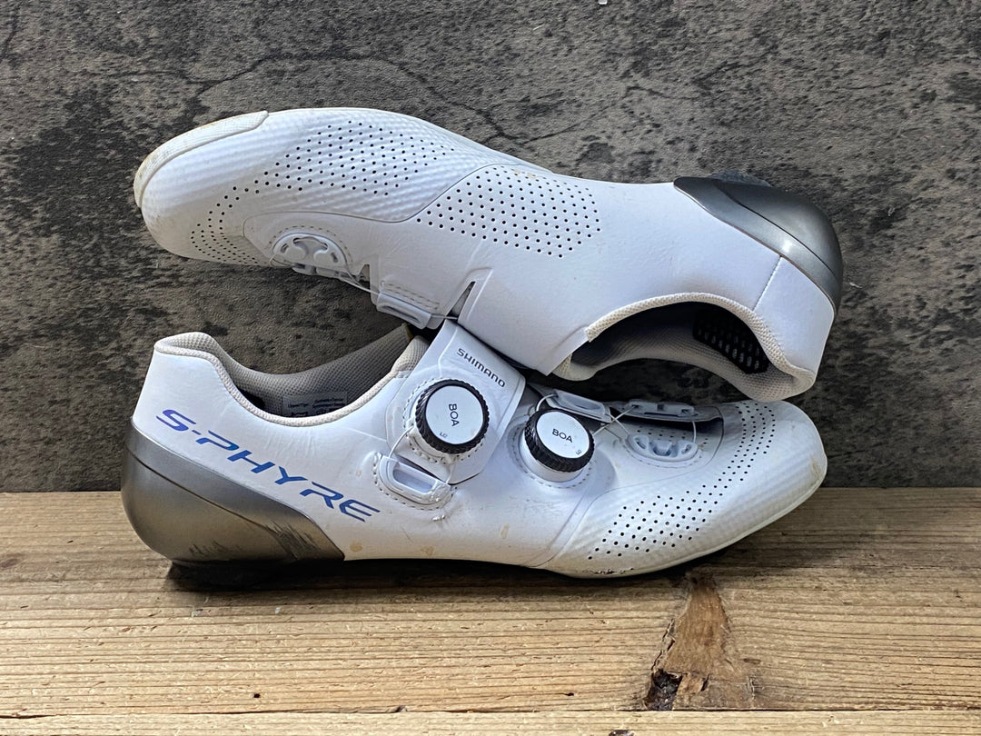 KP099 シマノ SHIMANO S-PHYRE SH-RC902M ビンディングシューズ 白 EU42 3穴 ※右に僅かに穴