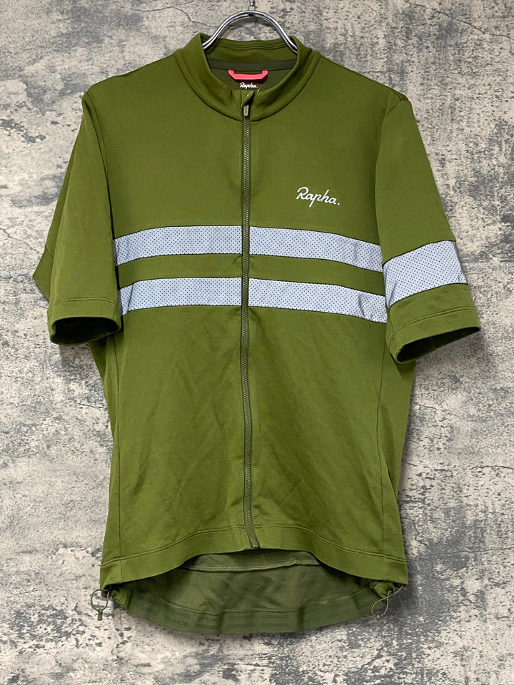 KJ110 ラファ Rapha MEN'S BREVET JERSEY 半袖 サイクルジャージ オリーブ L