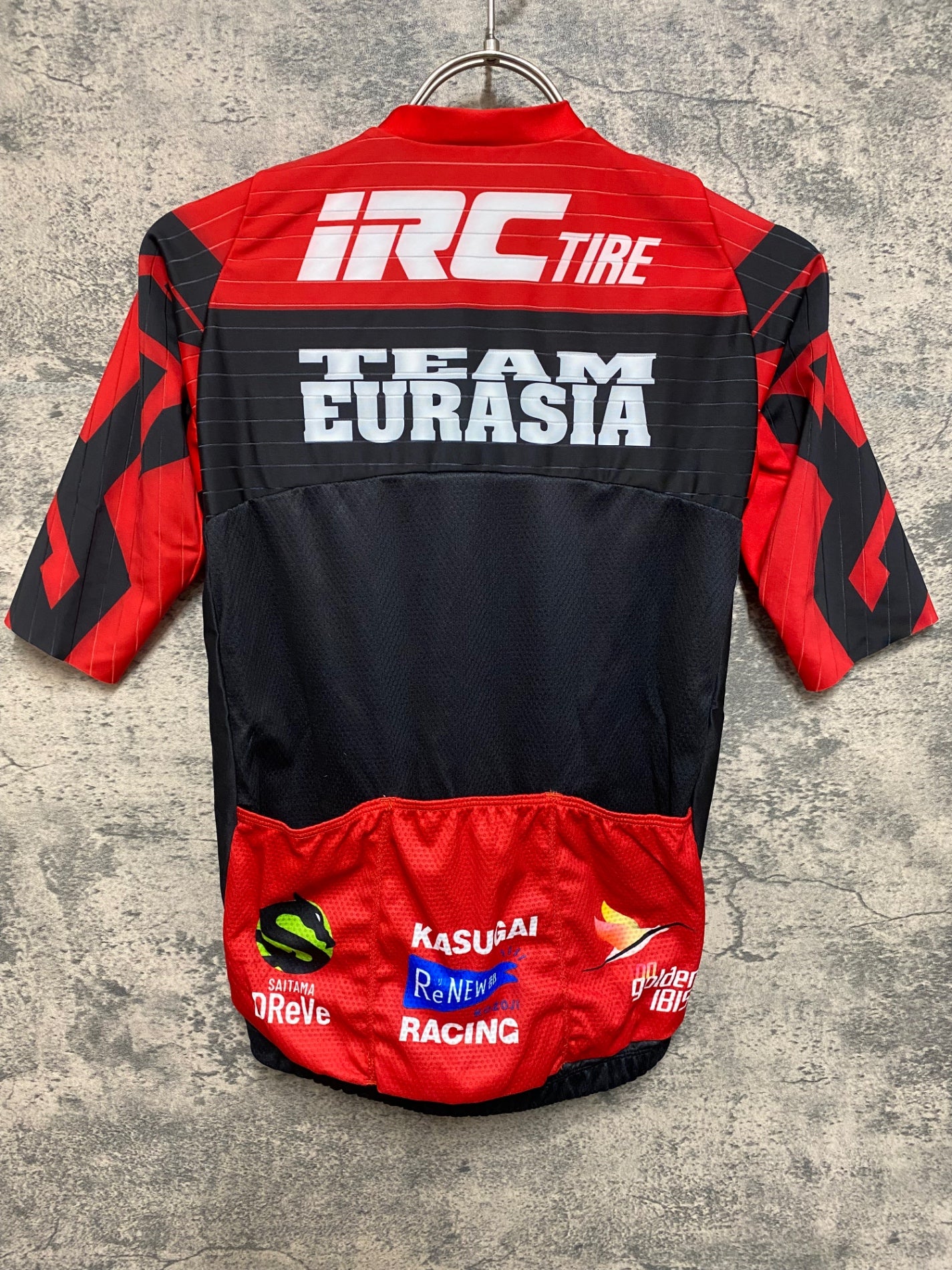 JS444 ウェイブワン WAVE ONE 半袖 サイクルジャージ 赤 黒 M Team