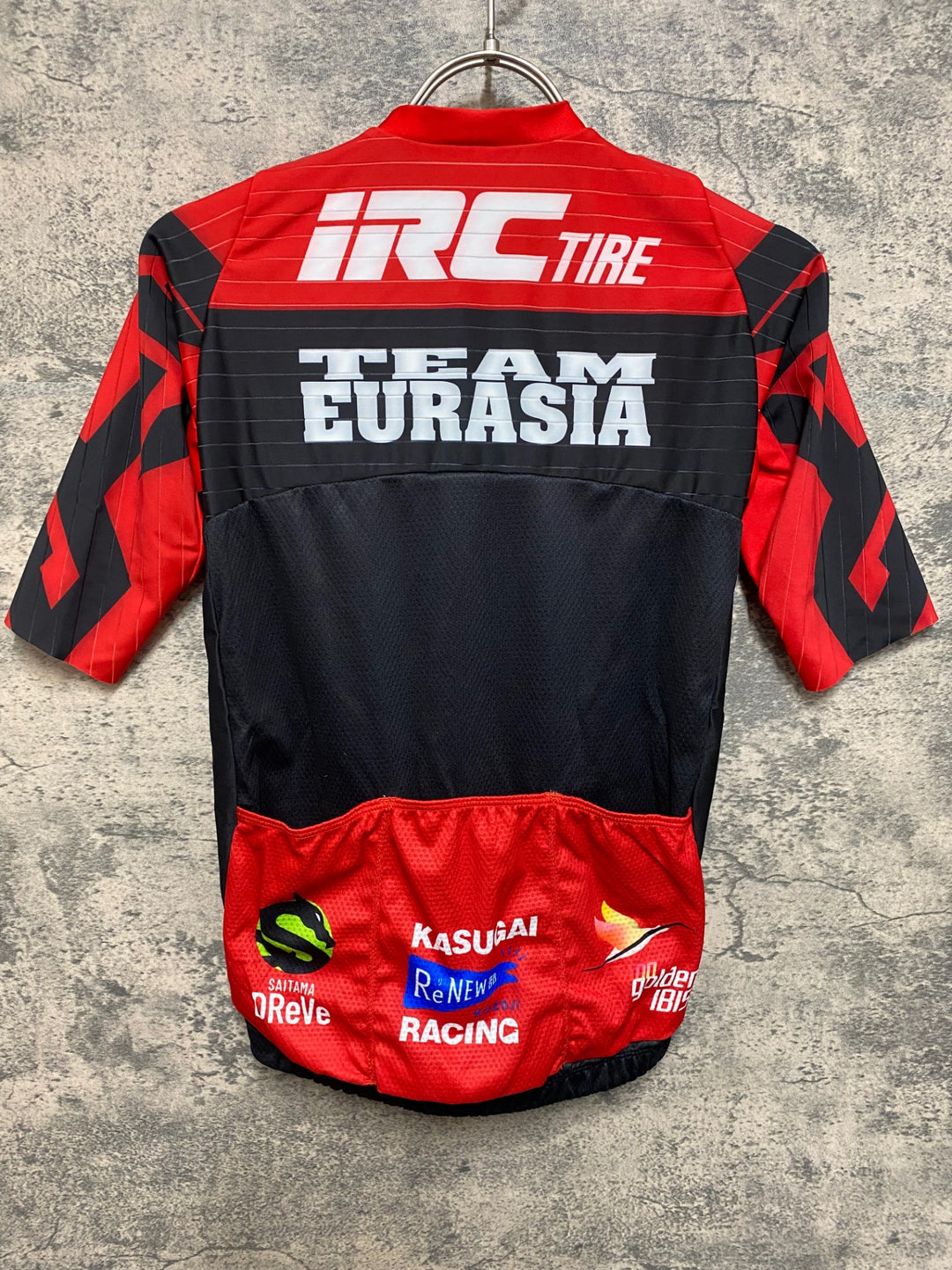 JS444 ウェイブワン WAVE ONE 半袖 サイクルジャージ 赤 黒 M Team Eurasia