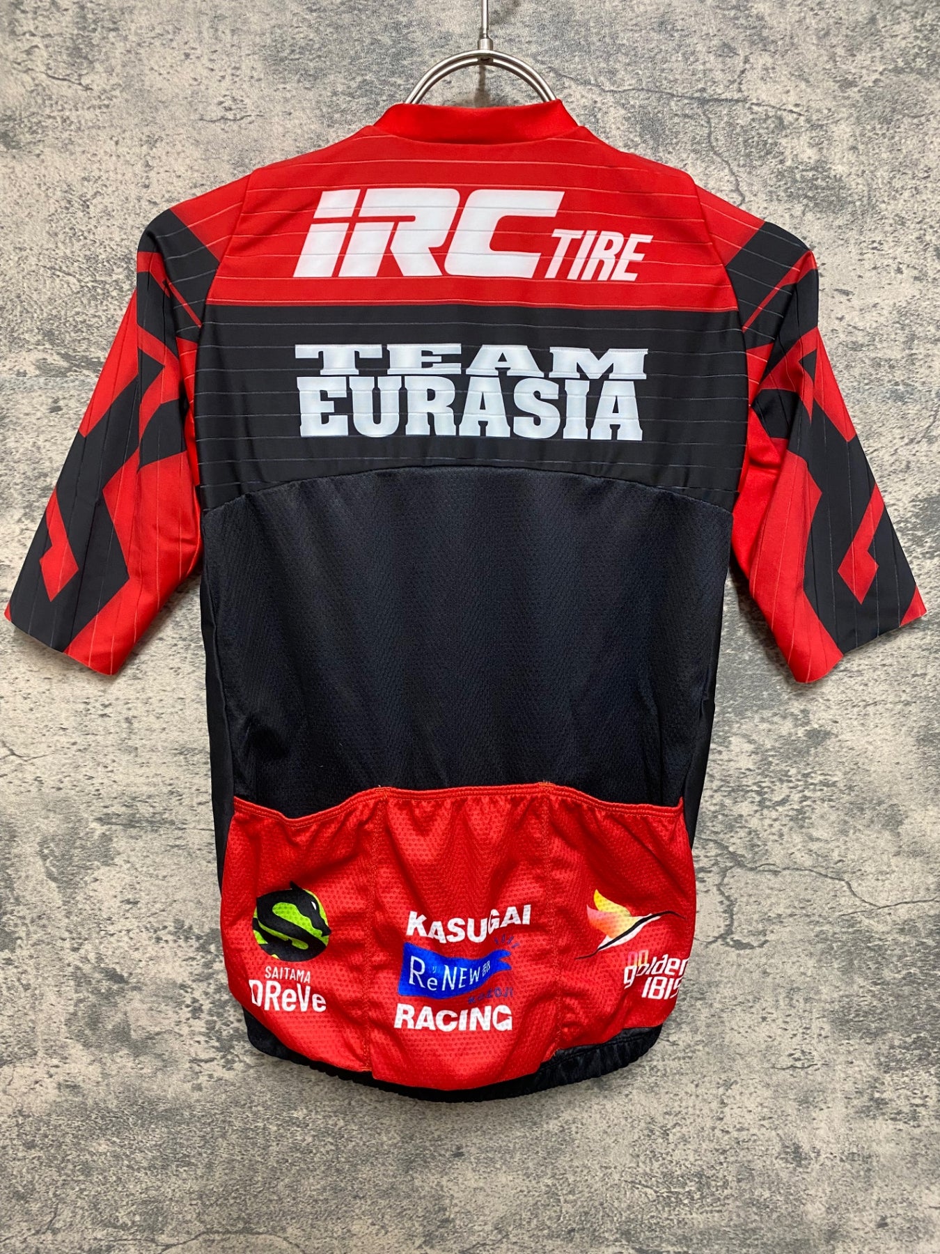 JS444 ウェイブワン WAVE ONE 半袖 サイクルジャージ 赤 黒 M Team