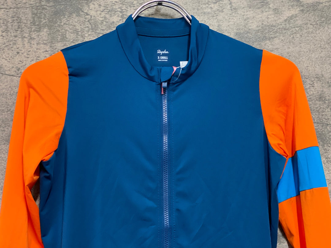 JE246 ラファ Rapha PRO TEAM LONG SLEEVE TRAINING JERSEY 長袖 サイクルジャージ ブルー オレンジ XS