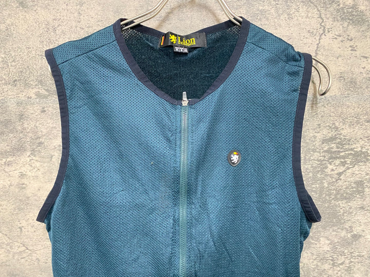 JY898 リオンドカペルミュール Lion de KAPELMUUR OCTA メッシュ ジレ サイクルベスト 緑 M 裏起毛