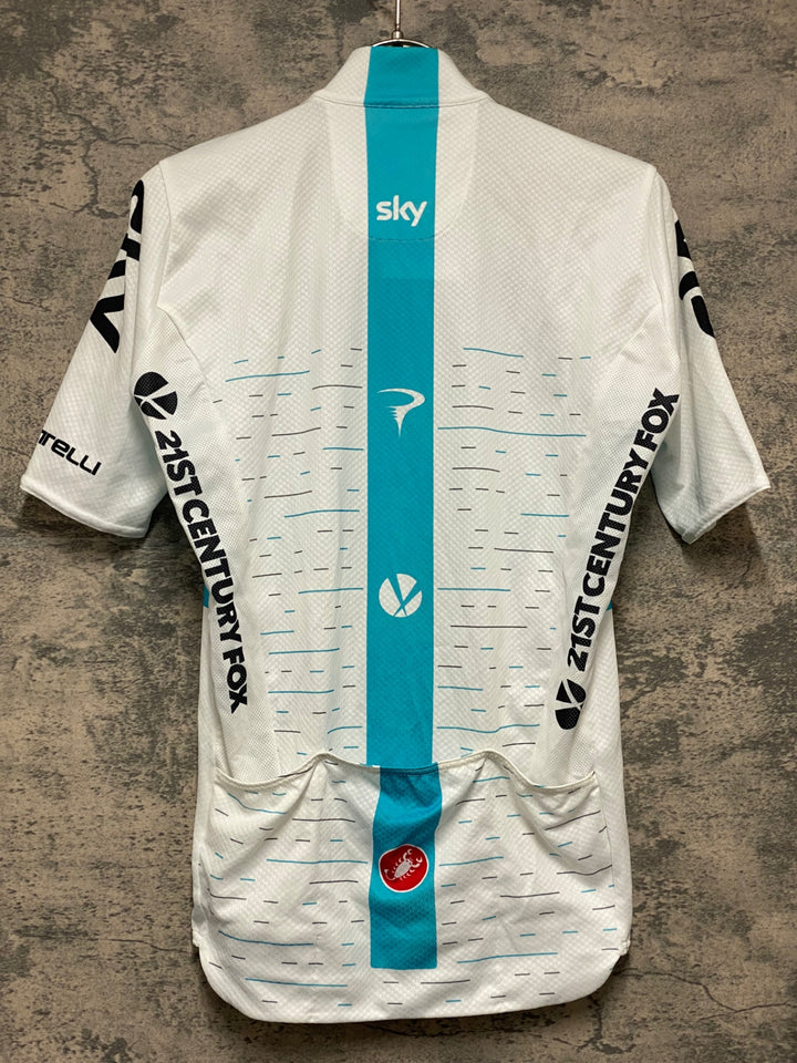 KG336 カステリ CASTELLI 半袖 サイクルジャージ 白 水色 S TEAM Sky