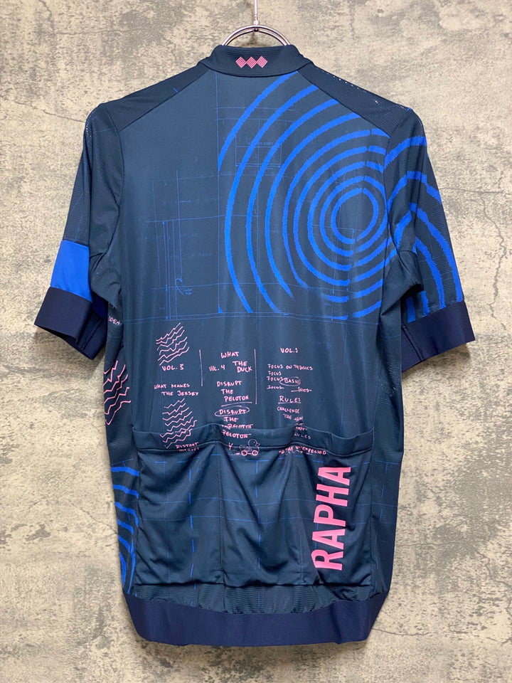 JK662 ラファ Rapha EF PRO TEAM TRAINING JERSEY 半袖 サイクルジャージ ネイビー ピンク M 毛玉あり