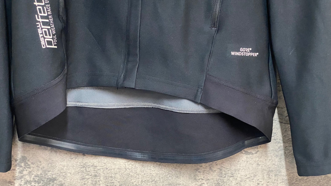 KL528 カステリ CASTELLI ロッソコルサ ROSSO CORSA GORE WINDSTOPPER 長袖 サイクルジャージ 黒 M タグカット