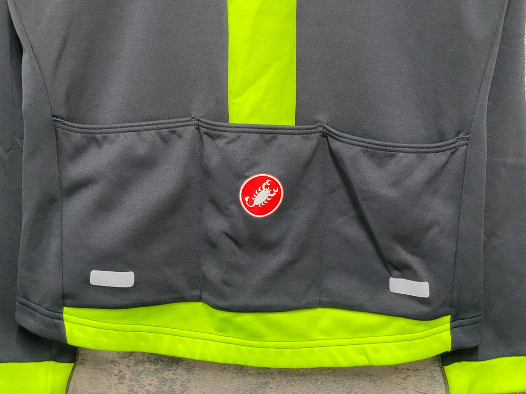 JW466 カステリ CASTELLI 長袖 サイクルジャージ 黒黄 L 裏起毛