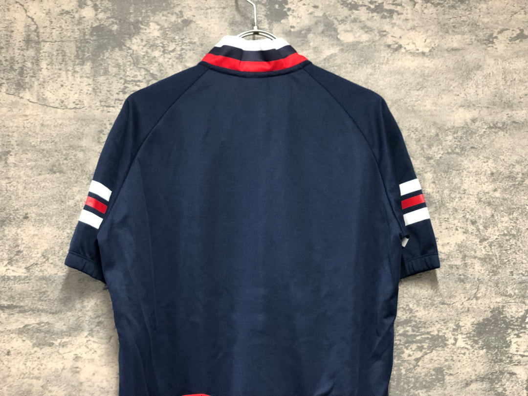 KK455 ルコックスポルティフ le coq sportif 半袖 サイクルジャージ 白 紺 O