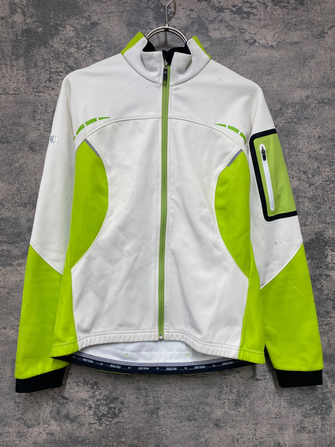 JM279 パールイズミ PEARL iZUMi 長袖 サイクルジャケット 白 黄緑 L 裏起毛
