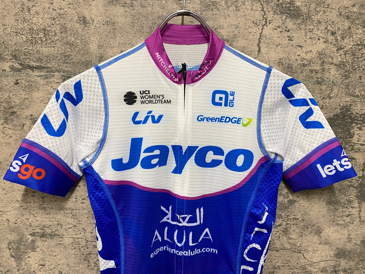 JZ992 アレ ALE 半袖 サイクルジャージ 白 青 XS Jayco