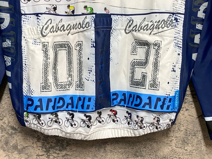 KM384 パンダーニ Pandani 長袖 サイクルジャージ グレー 紺 M 裏起毛