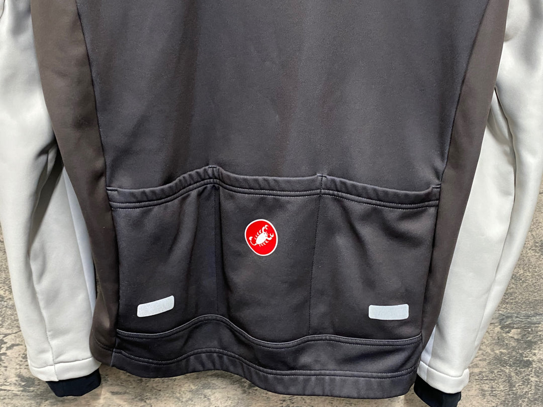 JW575 カステリ CASTELLI 長袖サイクルジャージ グレー黒 M 裏起毛