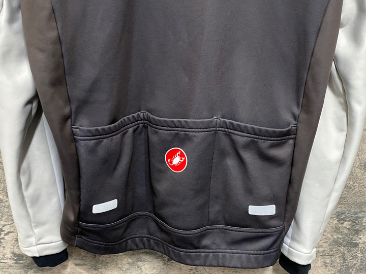 JW575 カステリ CASTELLI 長袖サイクルジャージ グレー黒 M 裏起毛