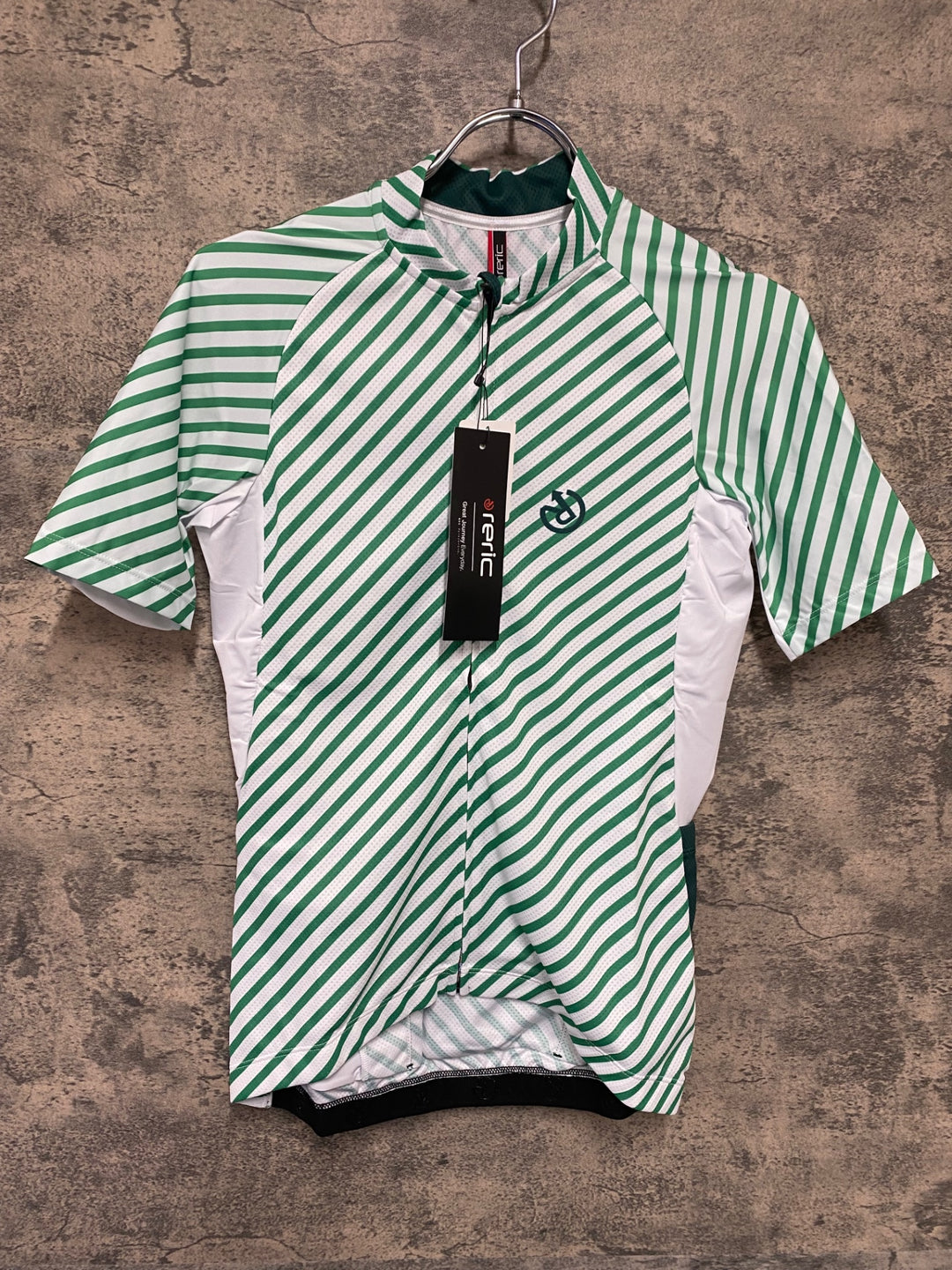JV973 レリック reric Lotta Mens Standerd Jersey 半袖サイクルジャージ 白緑 M