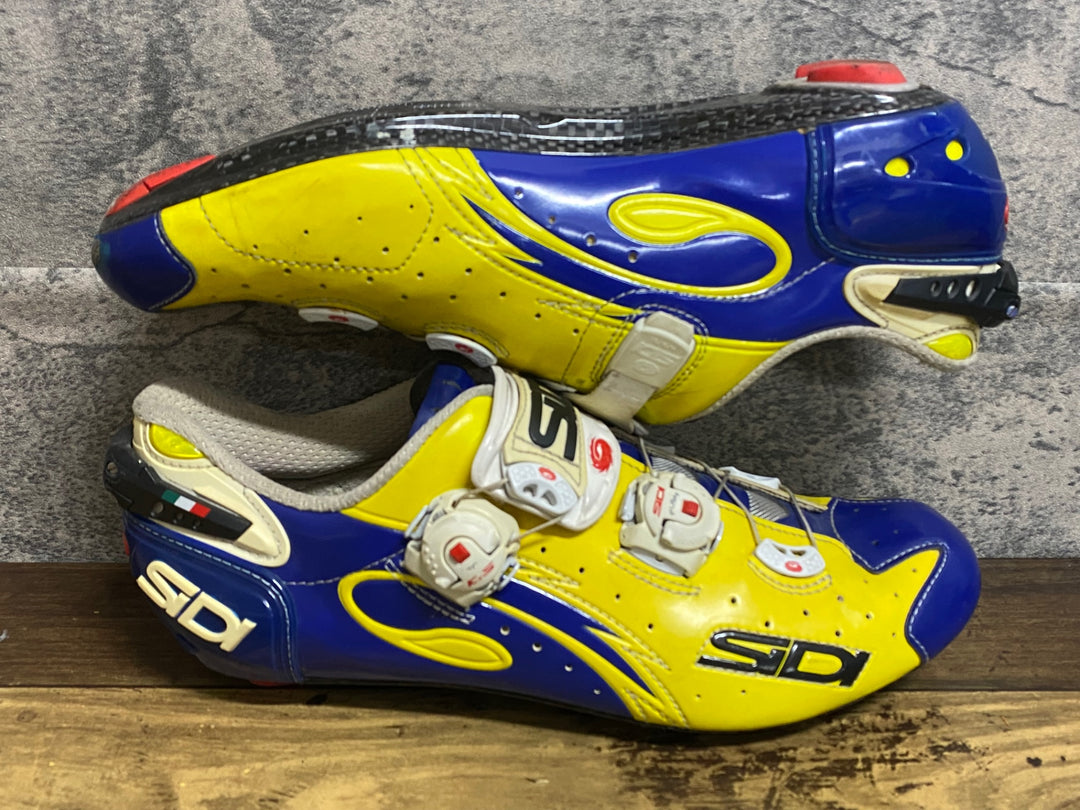 JN237 シディ SIDI SCARPE WIRE CARBON LUCIDO ビンディングシューズ SPD-SL 青黄 EU43.5
