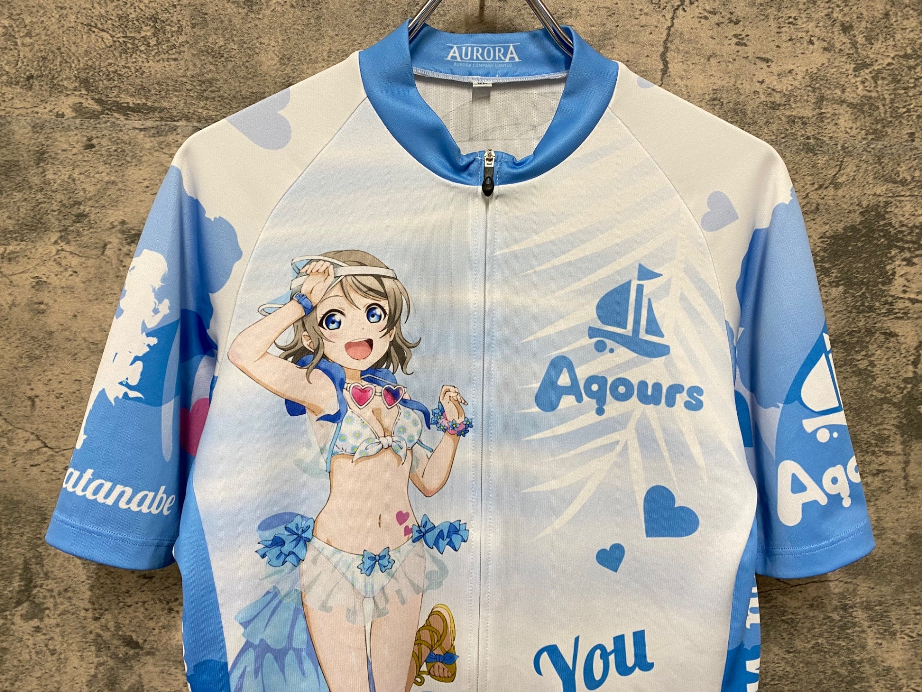 KA077 アウローラ AURORA 半袖 サイクルジャージ 青 XL ラブライブ