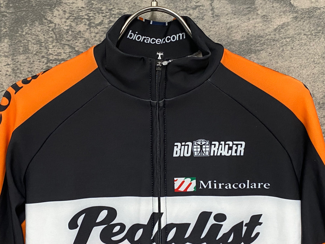 JW454 ビオレーサー BIORACER 半袖 サイクルジャージ 黒 オレンジ 2/S 裏起毛 Pedalist