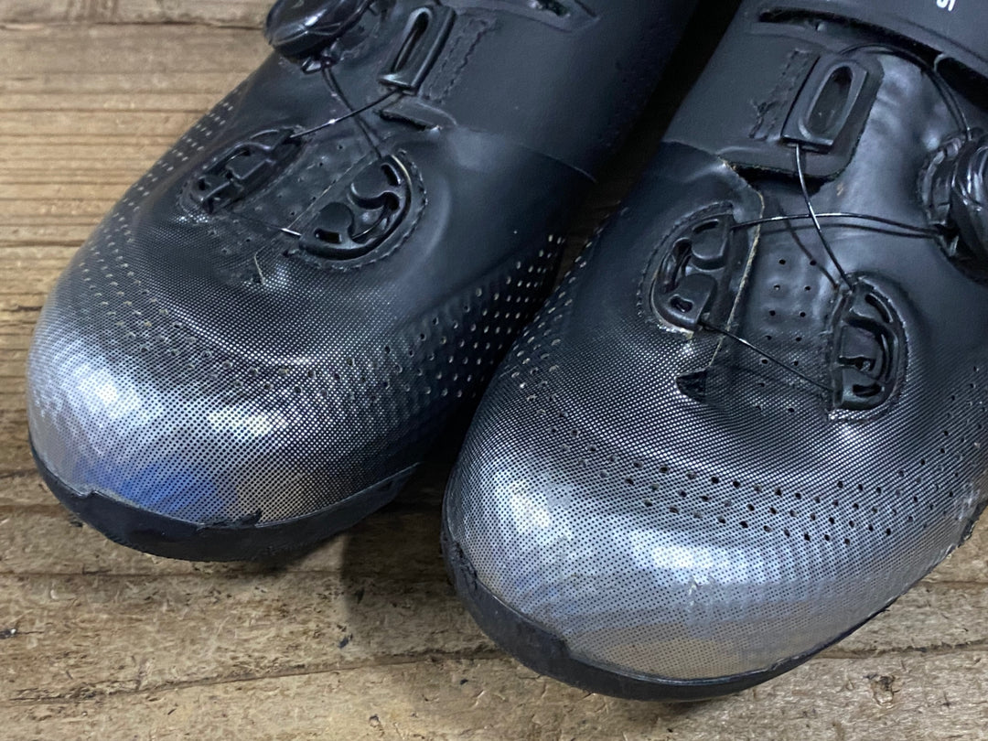 KG985 シマノ SHIMANO PC7 SHRC702M WIDE ビンディングシューズ 3穴 BOA シルバー 黒 EU44 ※ソール欠品