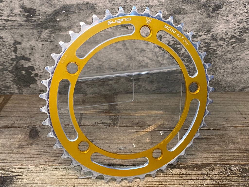 JJ557 スギノ Sugino MC130 チェーンリング 金 42T PCD130mm 厚歯