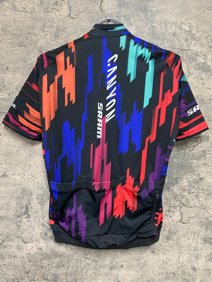 KD283 ラファ Rapha 2018 MEN'S CANYON SRAM CORE JERSEY 半袖 サイクルジャージ 黒 総柄 S