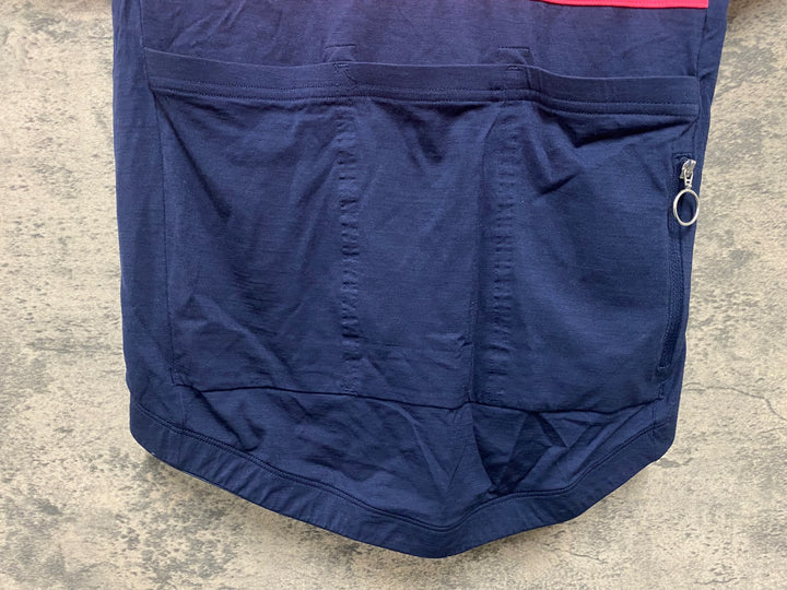 JH915 ラファ Rapha SHORT SLEEVE WINDBLOCK BREVET JERSEY 紺 XS