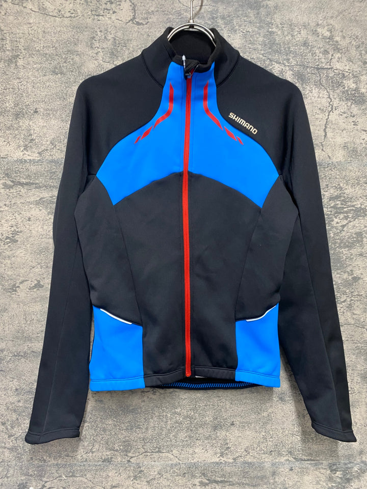 KK240 シマノ SHIMANO 長袖 サイクルジャージ 黒 青 S 裏起毛