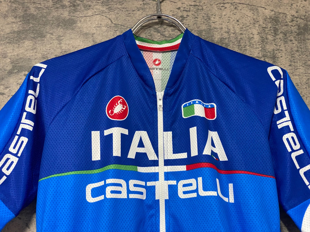 KJ759 カステリ CASTELLI 半袖 サイクルジャージ 青 L