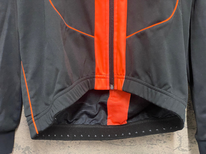 KD678 サンティーニ Santini 長袖 サイクルジャケット 黒 オレンジ M 裏起毛 ※毛玉