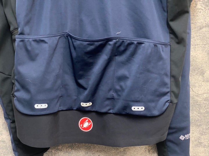 KR425 カステリ CASTELLI Alpha ROS 2 WINTER JACKET 長袖 サイクルジャケット 紺 3XL GORE TEX INFINIUM ※ほつれ