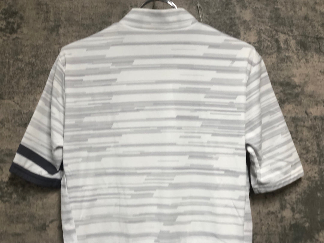 JU587 パールイズミ PEARL iZUMi 半袖 サイクルジャージ 白 グレー ボーダー L