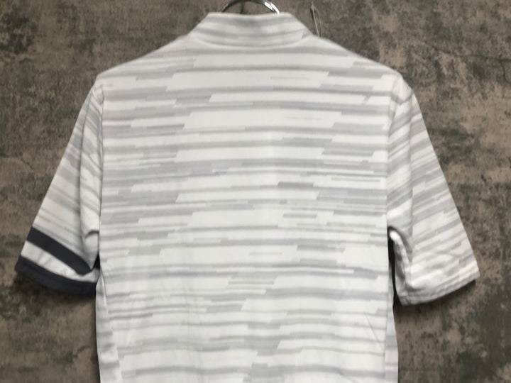JU587 パールイズミ PEARL iZUMi 半袖 サイクルジャージ 白 グレー ボーダー L