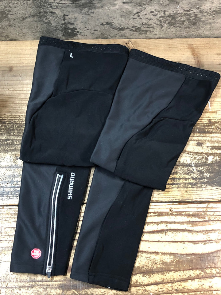 JV391 シマノ SHIMANO レッグウォーマー 黒 L 裏起毛 GORE WINDSTOPPER