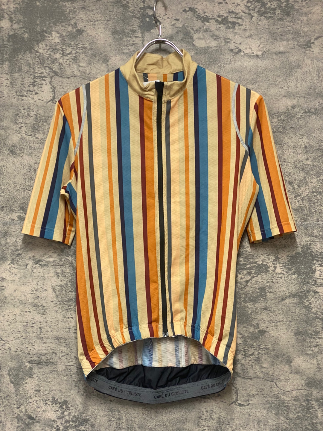 JZ168 カフェドシクリシテ CAFE DU CYCLISTE AUDAX MONA Man 半袖 サイクルジャージ オレンジ ストライプ M ※裾ゴム切れ