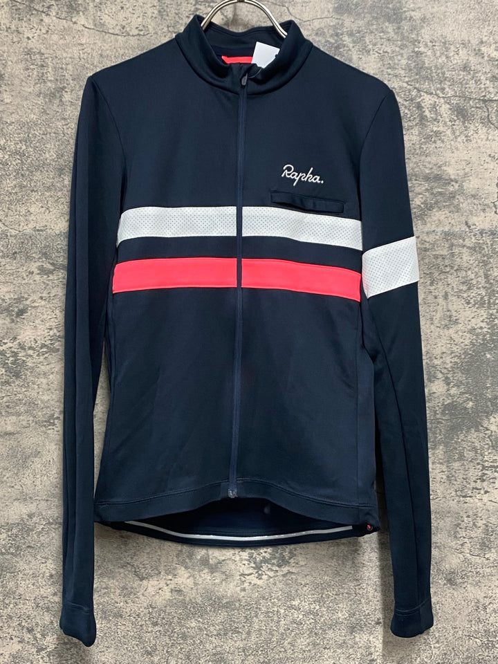 JU127 ラファ Rapha BREVET LONG SLEEVE JERSEY 長袖 サイクルジャージ ネイビー S