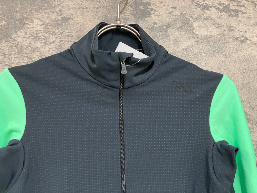 JO261 ブラックシープ BLACKSHEEP THERMAL JERSEY 長袖 サイクルジャージ 紺 黄緑 S 裏起毛