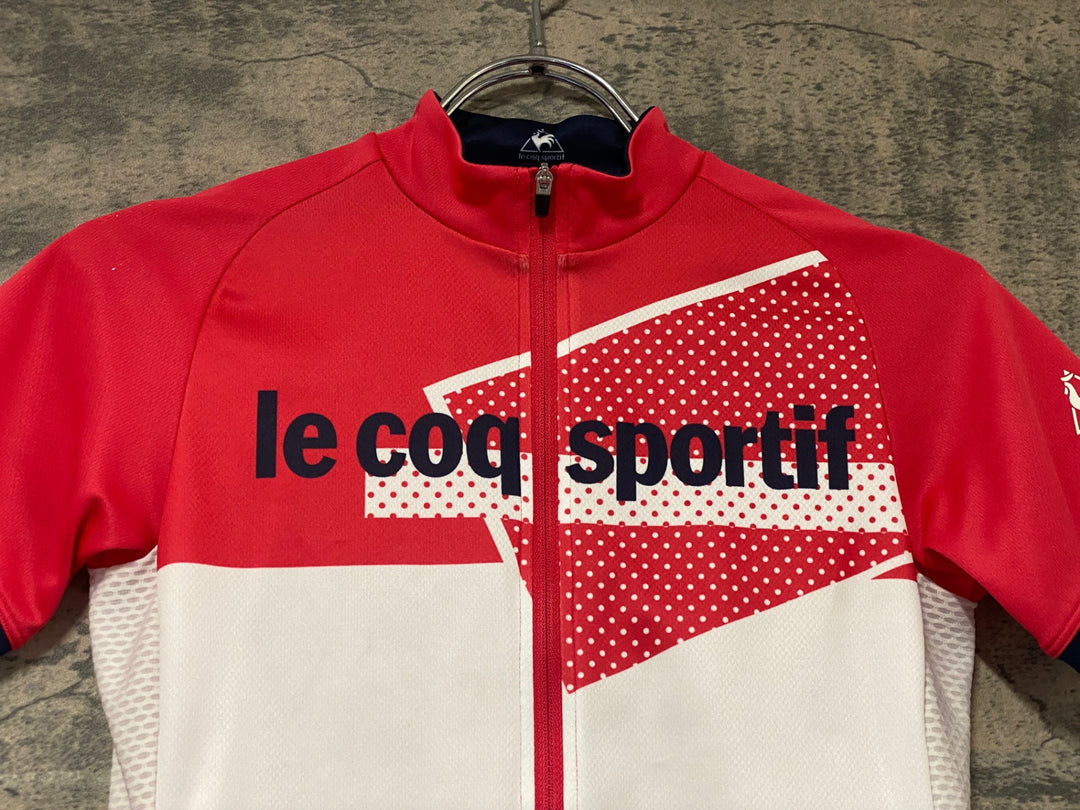 KH373 ルコックスポルティフ le coq sportif 半袖サイクルジャージ 赤白 S
