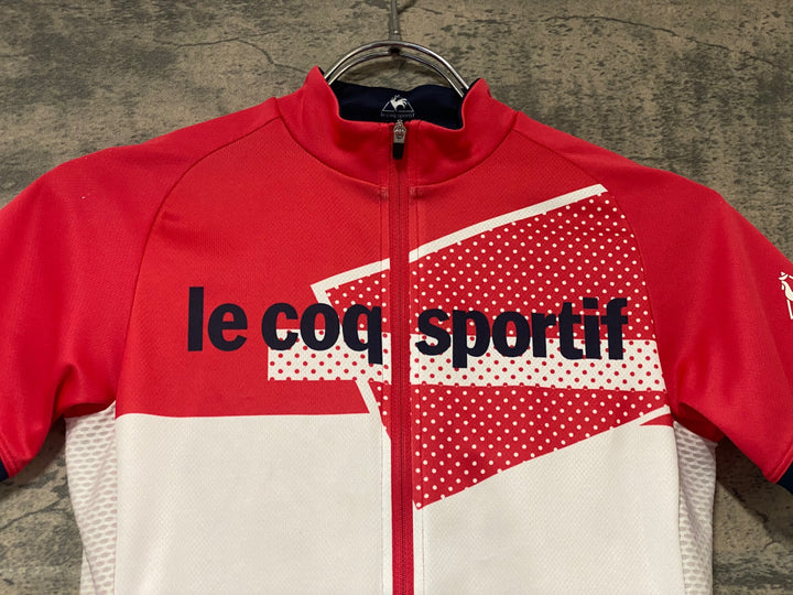 KH373 ルコックスポルティフ le coq sportif 半袖サイクルジャージ 赤白 S