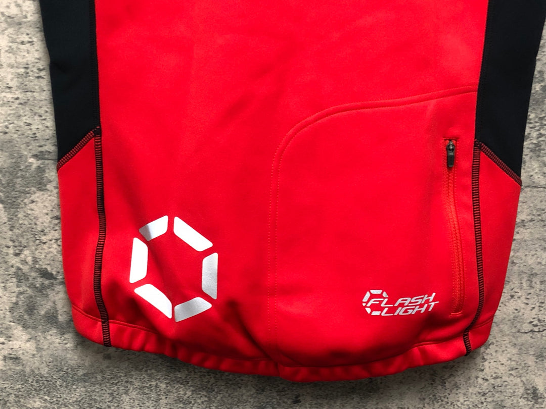 JE128 DHB サイクルベスト ジレ 裏起毛 赤 XS