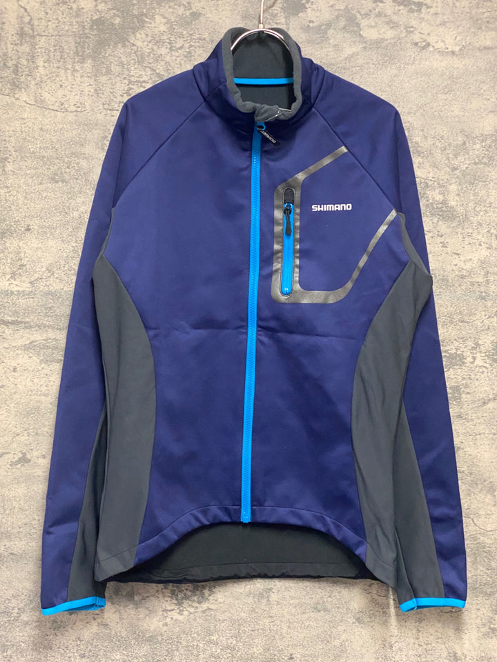 KB074 シマノ SHIMANO 長袖 サイクルジャケット 紺 M 裏起毛