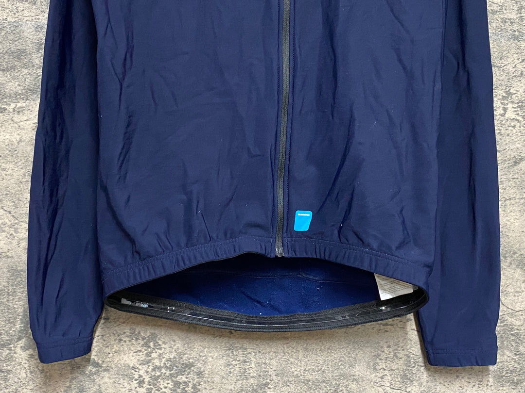 KD808 シマノ SHIMANO 長袖 サイクルジャージ 裏起毛 L 紺 毛羽立ちあり