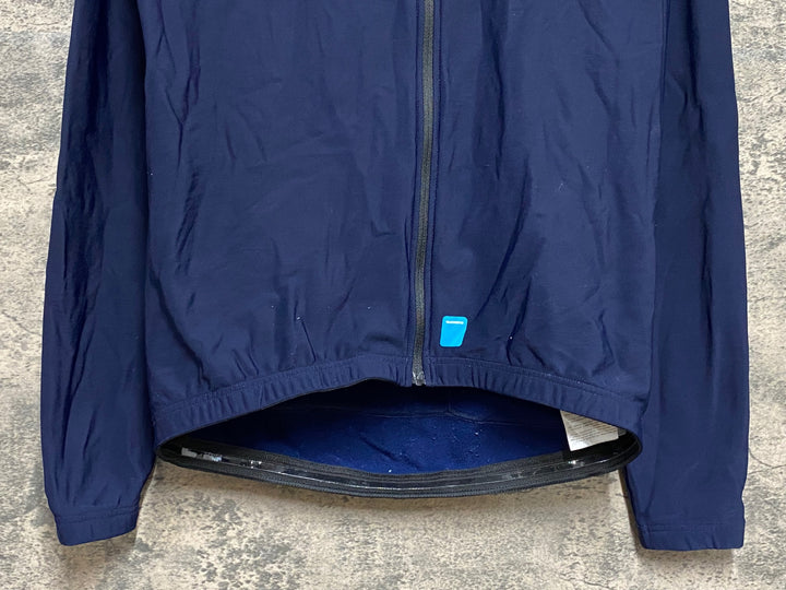 KD808 シマノ SHIMANO 長袖 サイクルジャージ 裏起毛 L 紺 毛羽立ちあり
