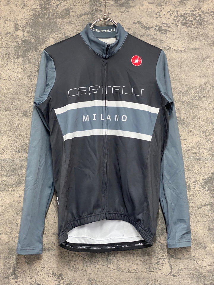 KD433 カステリ CASTELLI 長袖 サイクルジャージ グレー M 裏起毛 ※スレあり