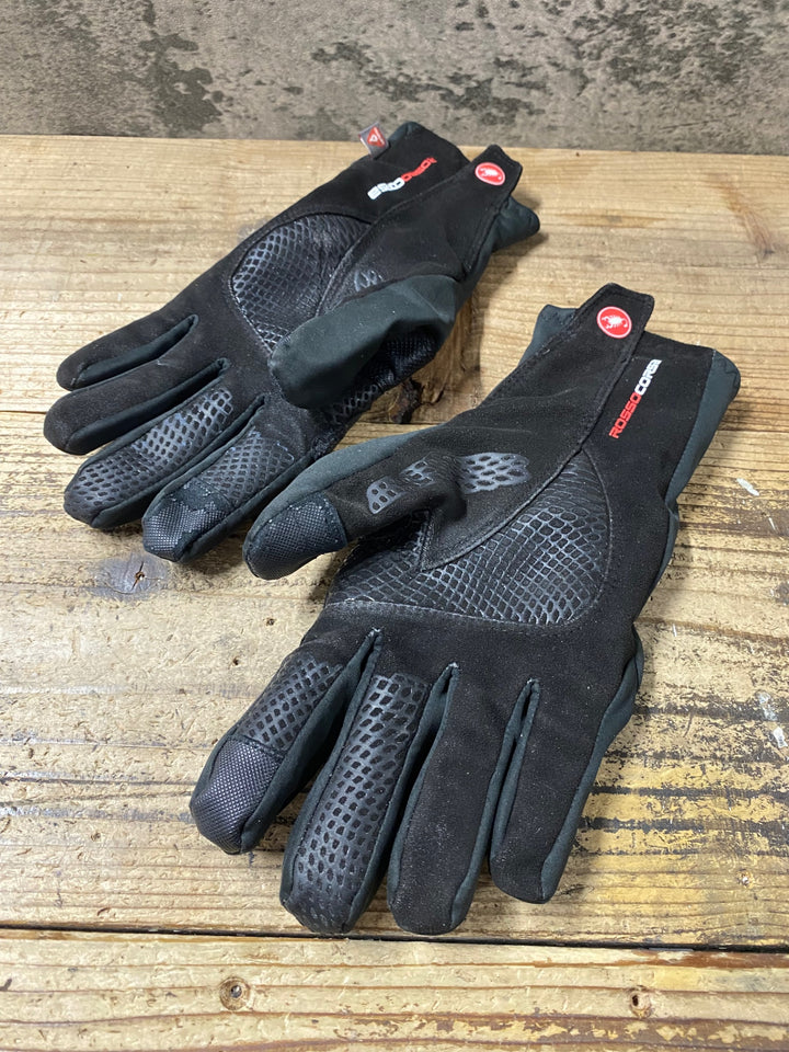 KA687 カステリ CASTELLI ROSSO CORSA 長指 グローブ 黒 L 裏起毛
