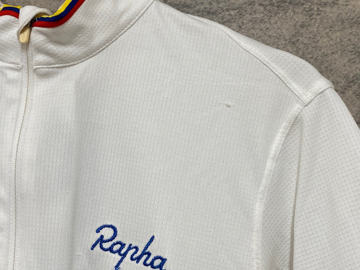JN508 ラファ Rapha COLOMBIAN SUPER LIGHTWEIGHT JERSEY 半袖 サイクルジャージ 白 L ※擦れ,ほつれ