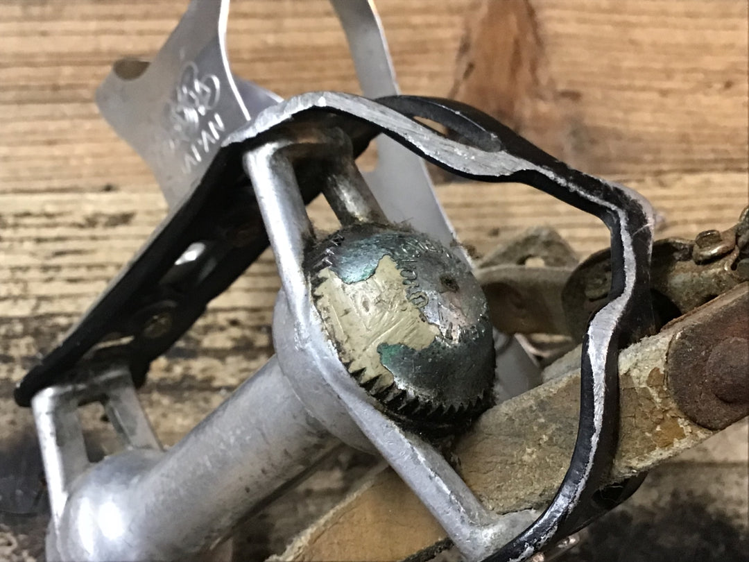 JJ194 カンパニョーロ Campagnolo SuperLeggeri ヴィンテージ ペダル スチールシャフト 樹脂キャップ
