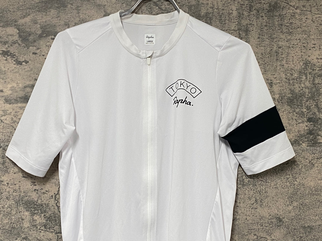 KJ109 ラファ Rapha MEN'S CLUBHOUSE JERSEY TOKYO 半袖 サイクルジャージ 白 L ※ほつれ,汚れ