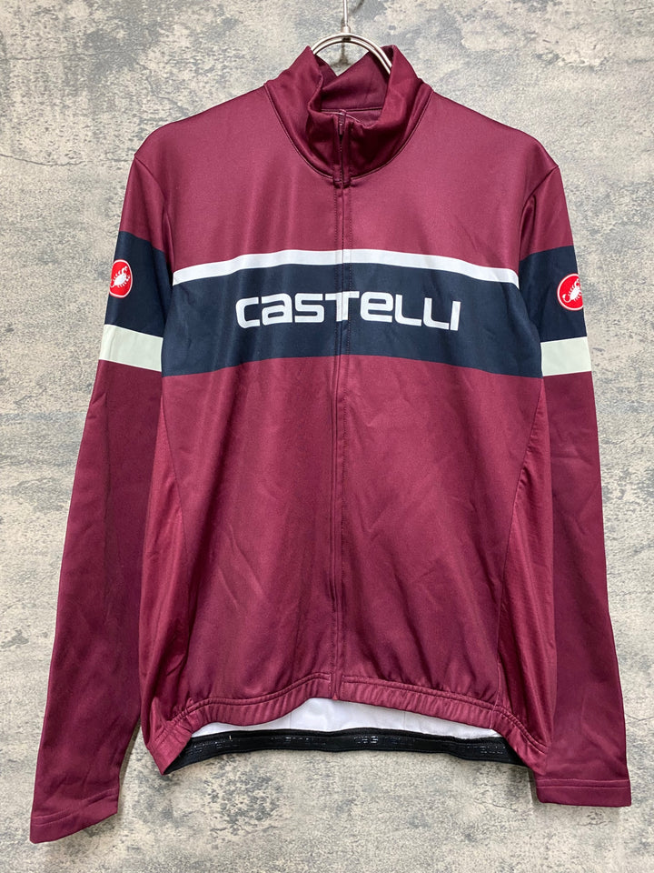 JQ001 カステリ CASTELLI 長袖 サイクルジャージ 赤 XL 裏起毛 ※スレ