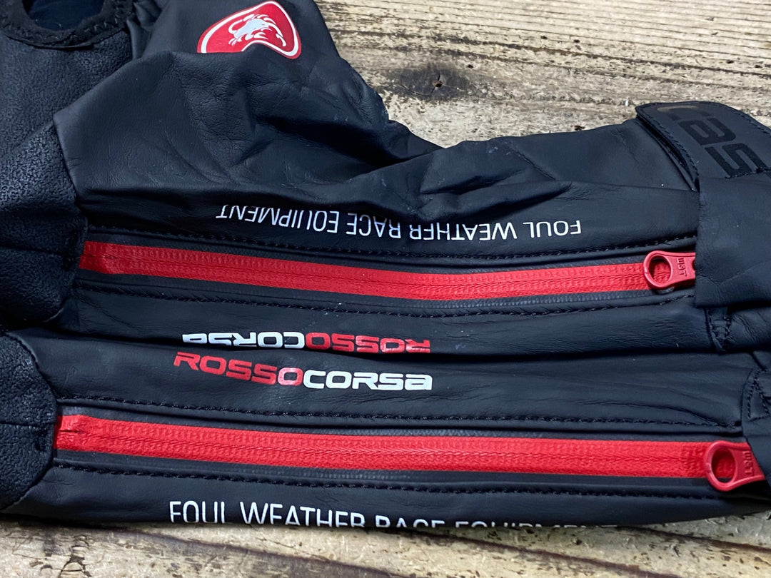 JT063 カステリ CASTELLI ROSSO CORSA シューズカバー 黒 L 裏起毛 汚れ